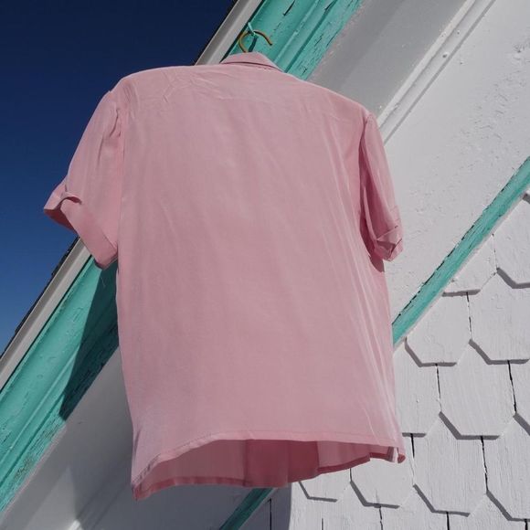 Vintage 90s dusty rose silk button up - Picture 5 of 6